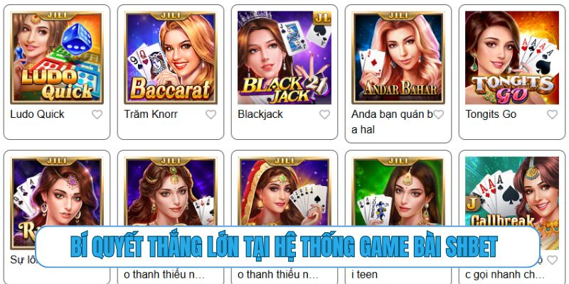 Bí quyết thắng lớn tại hệ thống game bài SHBET